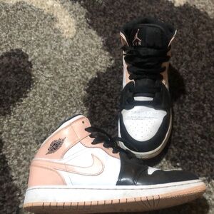 6.5 youth Jordans pink black and white